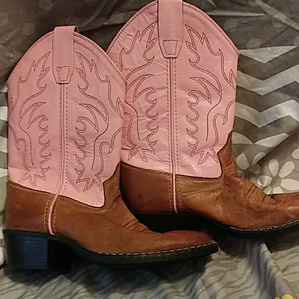 Pink and brown cowgirl boots